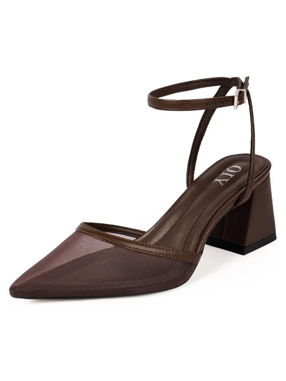 Women's Pointed Toe Chunky Heel Pump – Adjustable Ankle Strap Formal Shoe